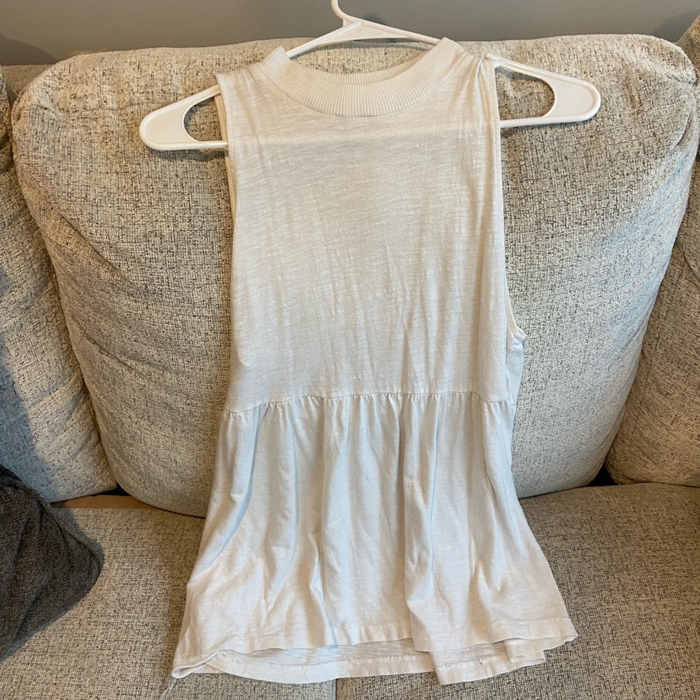 American Eagle White High Neck Tank